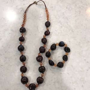Beaded necklace with matching bracelet